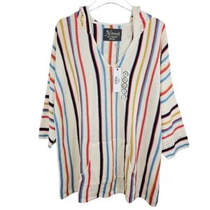 Natural Reflections Egret Striped Baja Multicolor Hooded Sweater NWT